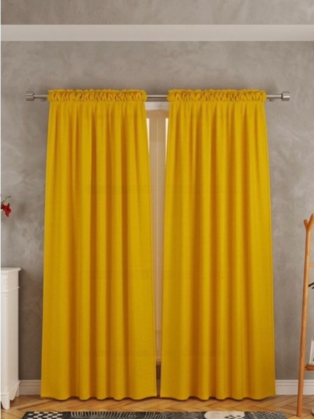 Yellow Window Curtain Panel - Unbranded